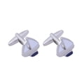 thumbnail image 1 of Gemelos con diseño de velero para hombre, esmaltados en blanco y bañados en plata, 1 of 2