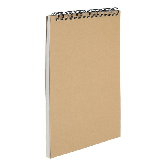 Uxcell 12 x 8" 120GSM Top Spiral Bound Sketch Book, 60 Pages 30 Sheet 1 Pcs Retro Spiral Sketchbook