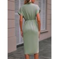 thumbnail image 6 of EASYBRAUS Women V Neck Sleeveless A Line Midi Dress Solid Color Spring Summer 2024 Elegant Casual S-XL, 6 of 7
