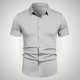 thumbnail image 2 of Los Hombres de Manga Corta Botón Arriba Camisa de Negocios Casual Color Sólido Botón Solapa Camisa de Moda, Poliéster con Corbata, Lavado de Manos, 2 of 7