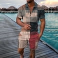 thumbnail image 2 of Afdoent Mens 2 Piece Sets Men's Plus Size Graphic Printed Short Sleeved Shirt And Shorts Set Color Block Casual Summer Outfit Vacation Beach Leisure, 2 of 4