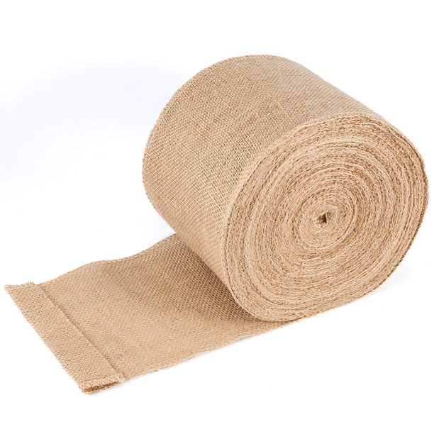 Cinta de arpillera ZEONHEI, tela de yute natural, 50 m, para manualidades, 15,24 cm