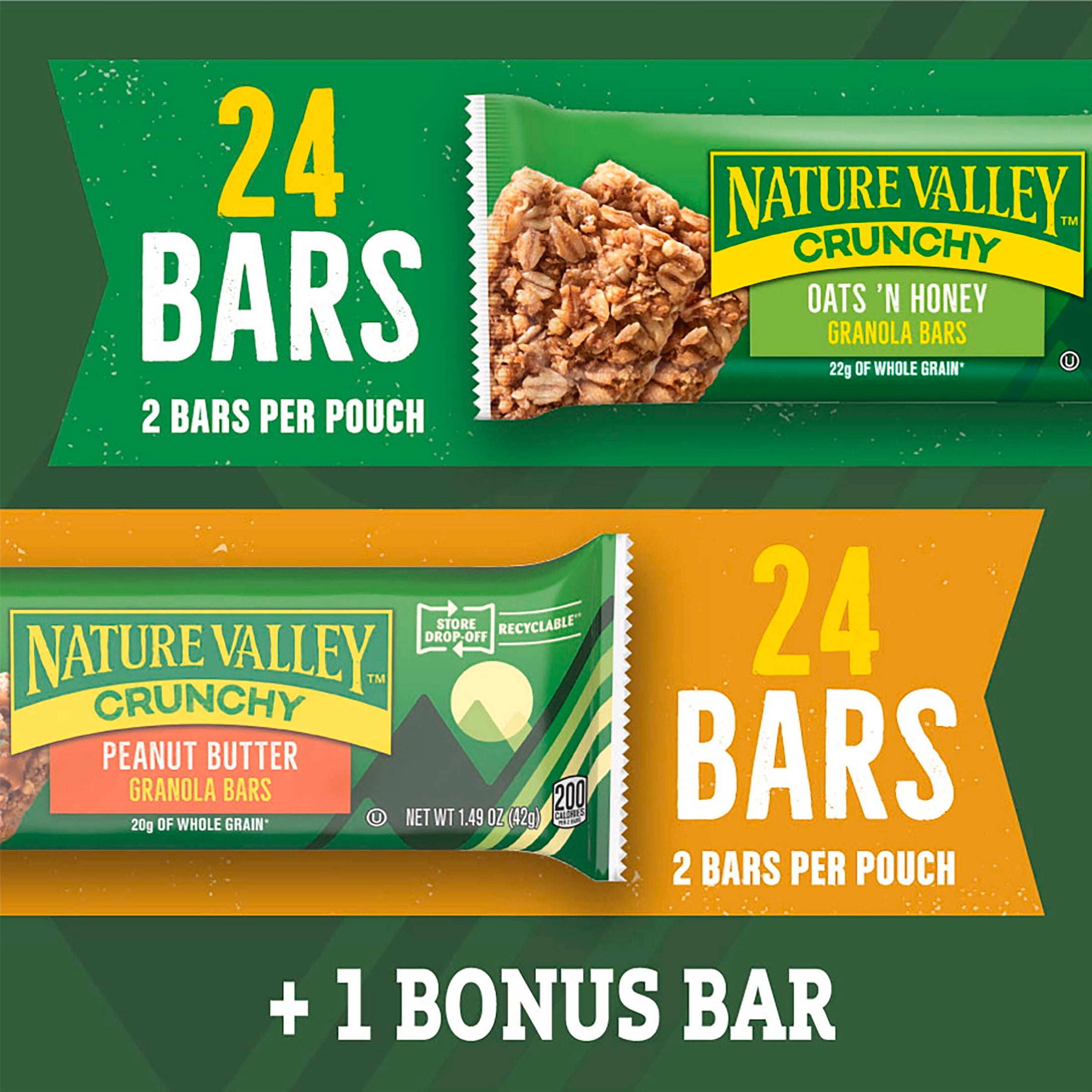 Nature Valley Granola Bars Bonus Variety Pack, Crunchy Bars, 49 Bars, 36.65 OZ