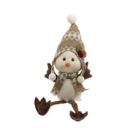 9.75" Country Cabin Decorative Sitting White Bird in Scarf and Hat Stuffed Animal Figure