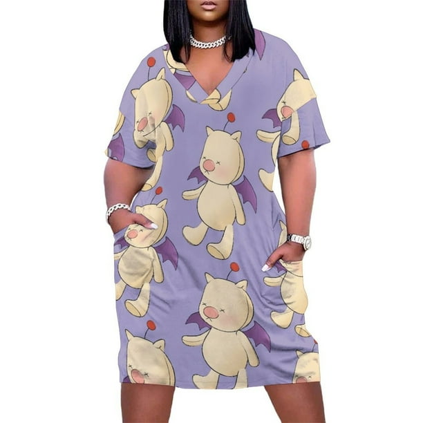 Vestido de bolsillo suelto Moogle, falda de verano, vestidos de fiesta para mujer