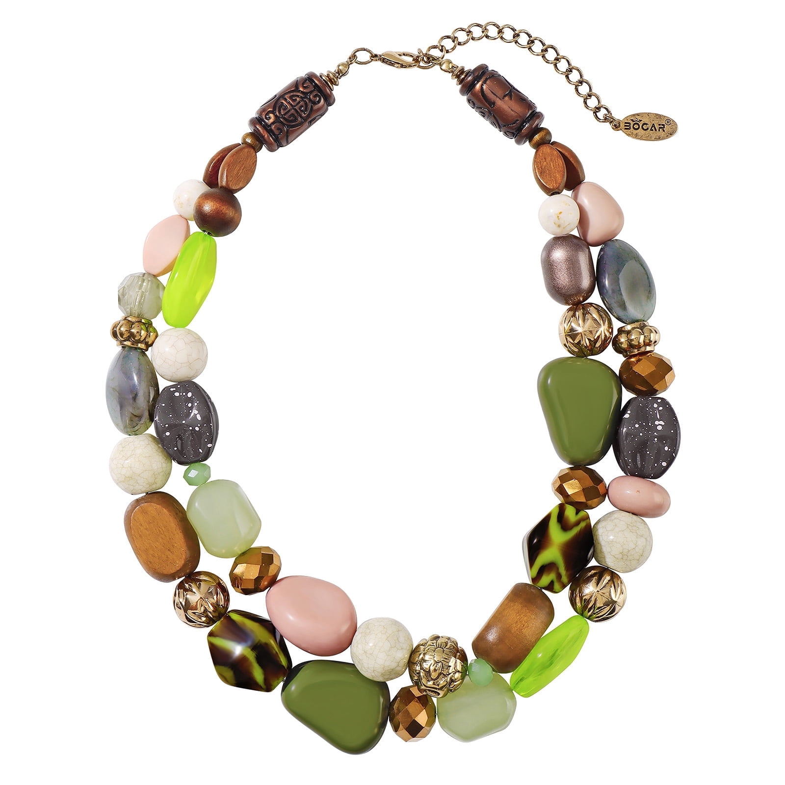 Bocar 2-Layer Chunky Beaded Statement Collar Necklace photo 1