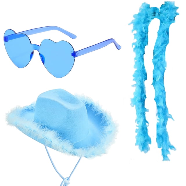 Fiudx Accesorio de Plumas, Cómodo Conjunto de Bufanda, Sombrero y Gafas, Duradero Envoltura de Plumas de Pavo, Divertidas Gafas En Corazón, Ideal para Fiestas Celebraciones, para Adultos y Adolescent
