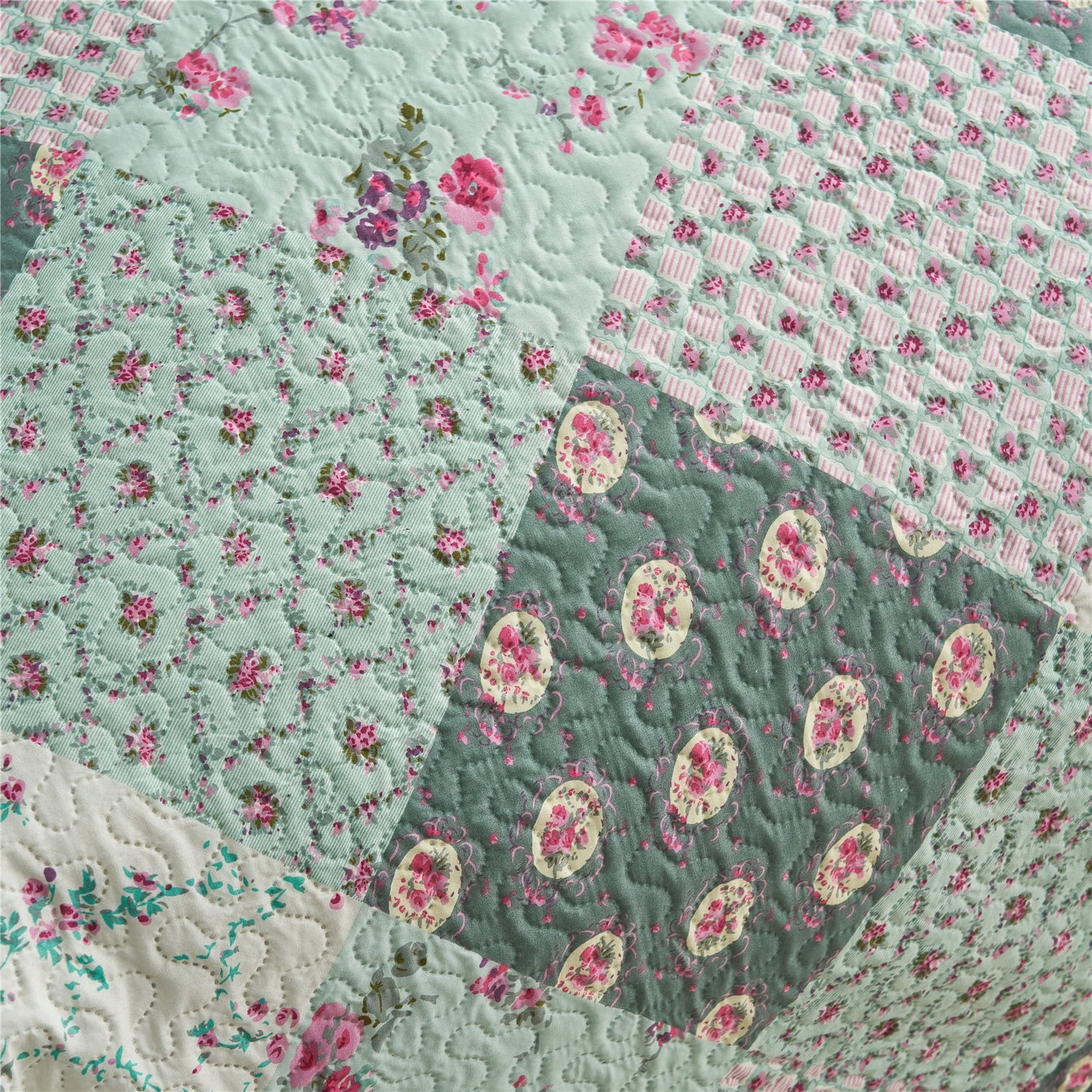 JML Quilt Set, Queen, Pastorale Green, 3 Piece
