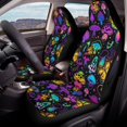 thumbnail image 4 of POLERO Neon Mushroom Butterfly Print Car Front Seat Covers for Auto, Easy to Install Automotive Seat Protectors Premium Polyester Front Seat Cover Set, 4 of 6