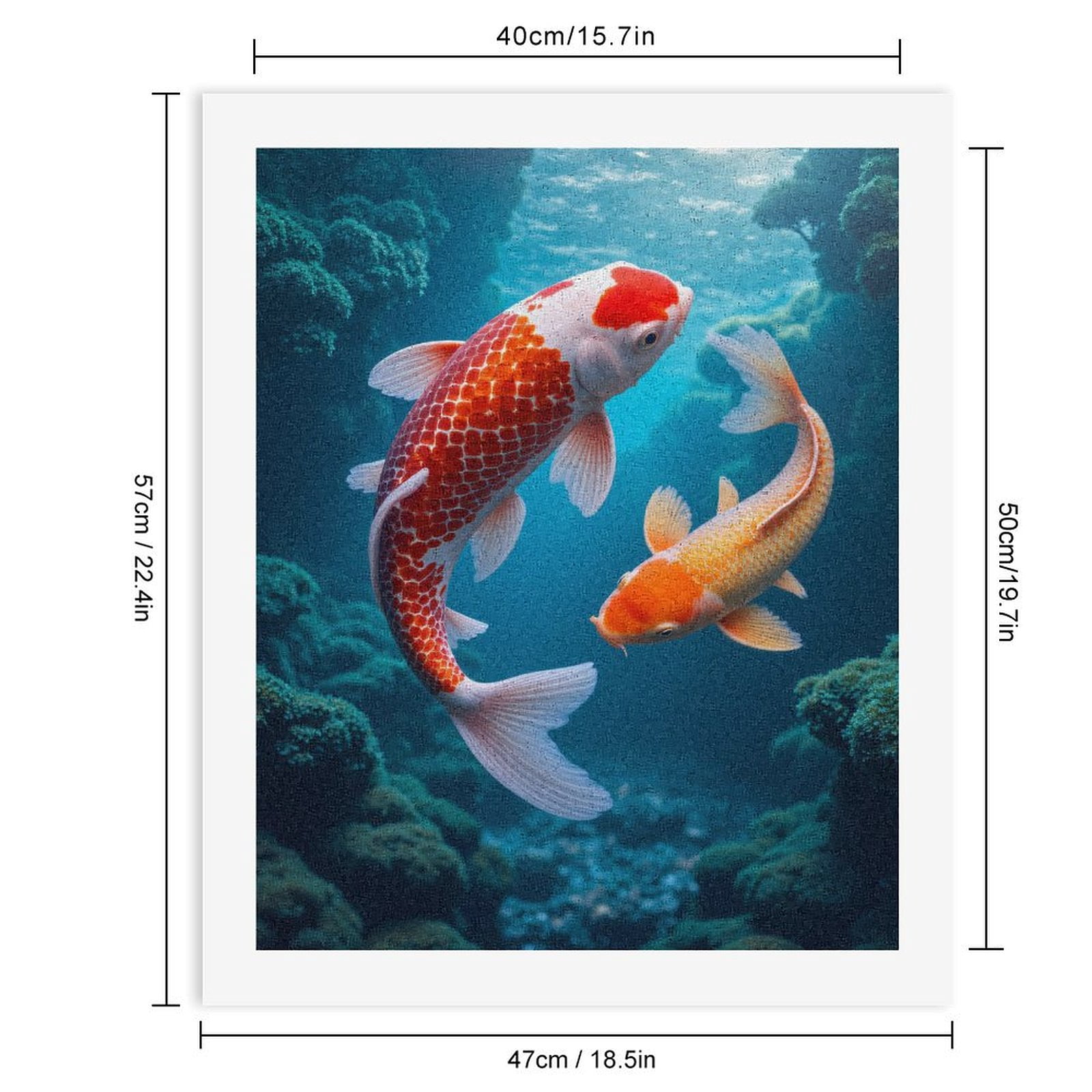 Paint By Numbers Kit for Adults Beginner - DIY Colorful Koi Fish Underwater Scene Canvas Painting Kits for Adults, Frameless Paint By Number for Adults for Home Wall Decor 16x20 Inch