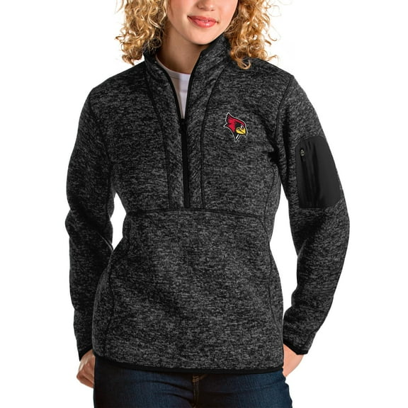 Women's Antigua Heathered Black Illinois State Redbirds Fortune Half-Zip Pullover Jacket