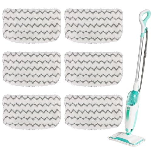 6 Pack Microfiber Steam Mop Pads Replacement for Shark Steam Mop S1000,S1000A,S1000C,S1000WM,and S1001C,Dirt Grip Cleaning Pads