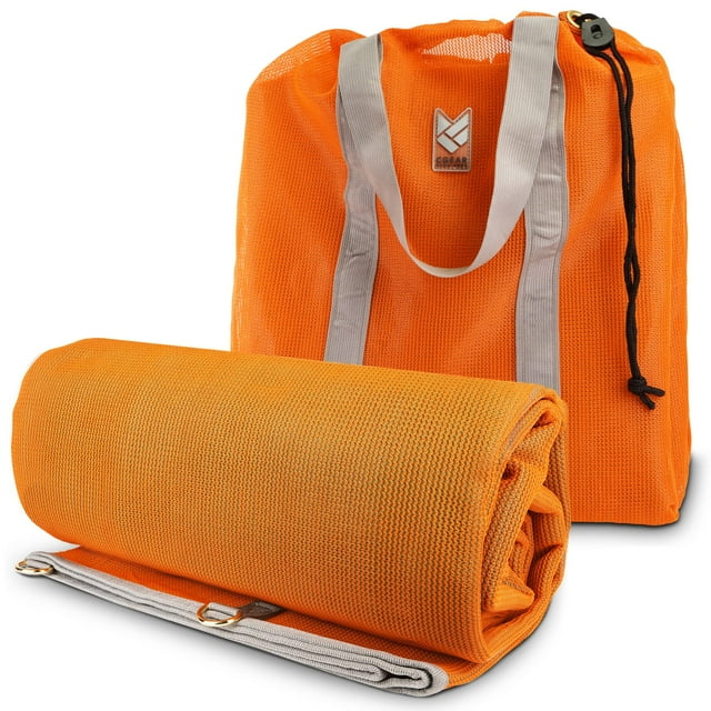 Alfombrilla de camping CGEAR reversible sin arena, color naranja, 244 x 61 cm