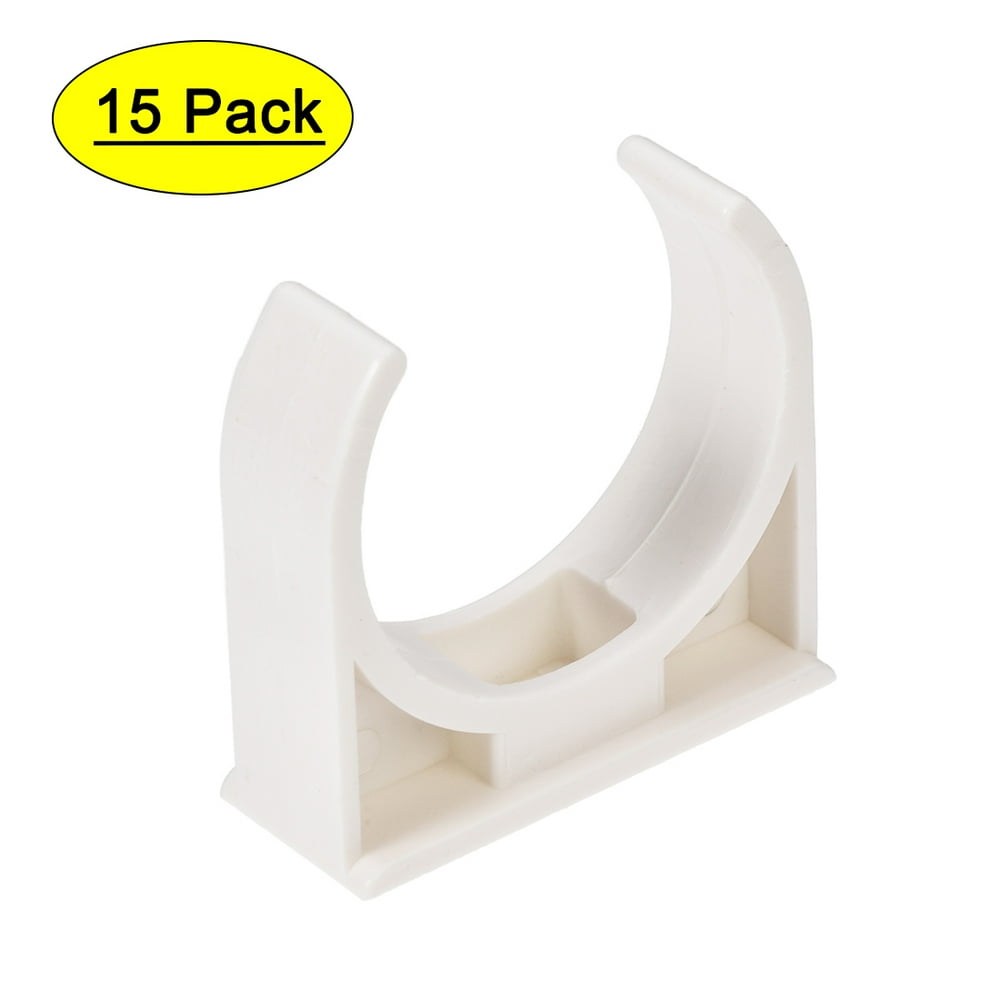 Home PVC U Shaped Water Supply Pipe Holder Clamps Clips White 32 mm Dia