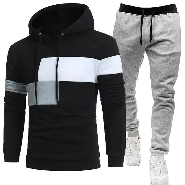 Ensemble de Vestes Décontractées à Capuche Manches Longues Couleur Unie pour Hommes