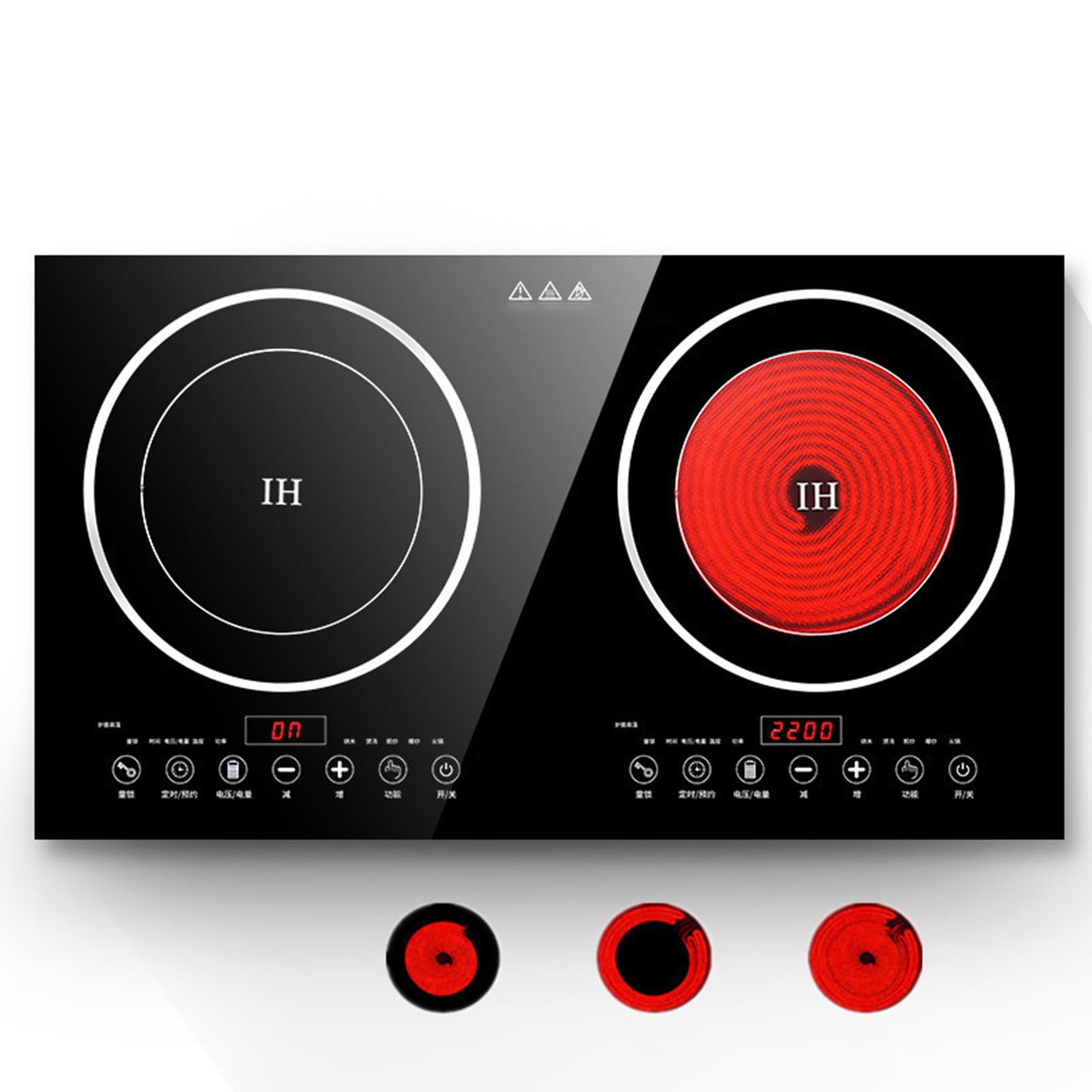 DERCLIVE Electric Ceramic Stove Induction Cooktop, Electric Stove 2 Burner Electric Burner Countertop Infrared Induction Cooker Home Cooktop Cooking Furnace