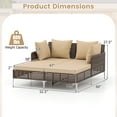thumbnail image 3 of Gymax Outdoor Rattan Double Daybed Wicker Chaise Lounge for 2 w/ Seat & Back Cushions Brown, 3 of 10
