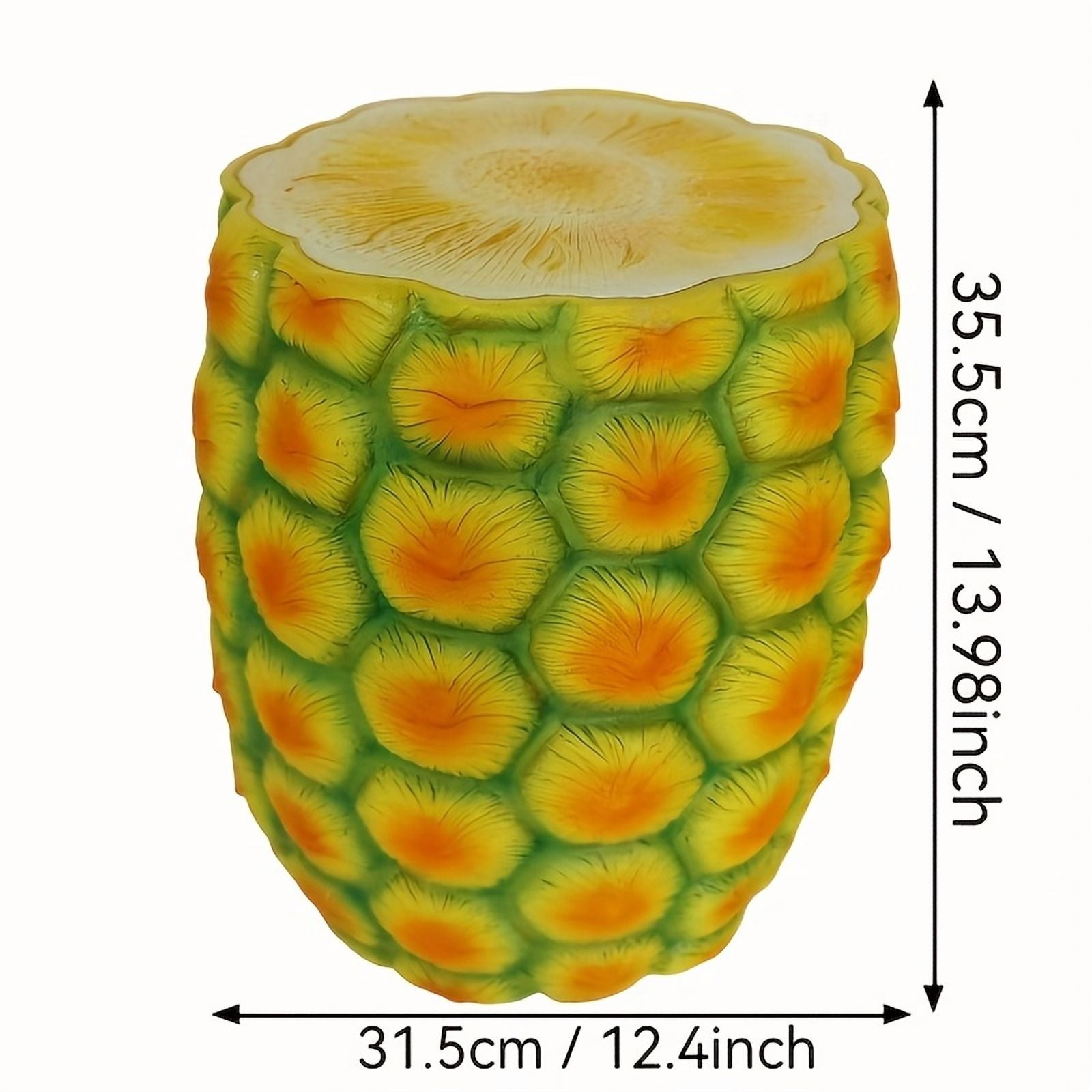 14 Inch Resin Pineapple Shaped Stool, Multi-Purpose Side Table Plant Stand, Weatherproof Decor Furniture for Patio Balcony Indoor Outdoor Tropical Home Garden Decor