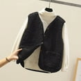 thumbnail image 2 of AherBiu Womens Cropped Fleece Vests Button down V Neck Sleeveless Fall Casual Outwear Vest Coats with Pockets, 2 of 7