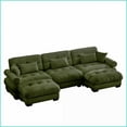 thumbnail image 3 of Modern 3-Seat Modular Sectional Sofa with Ottomans - Vintage Velvet Convertible Couch for Living Room, Olive Green, 3 of 14