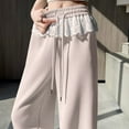 thumbnail image 5 of hotojiny Women's Wide Leg Sweatpants Trendy Drawstring Baggy Pants Cute Lace High Waisted Sport Workout Trousers, 5 of 7