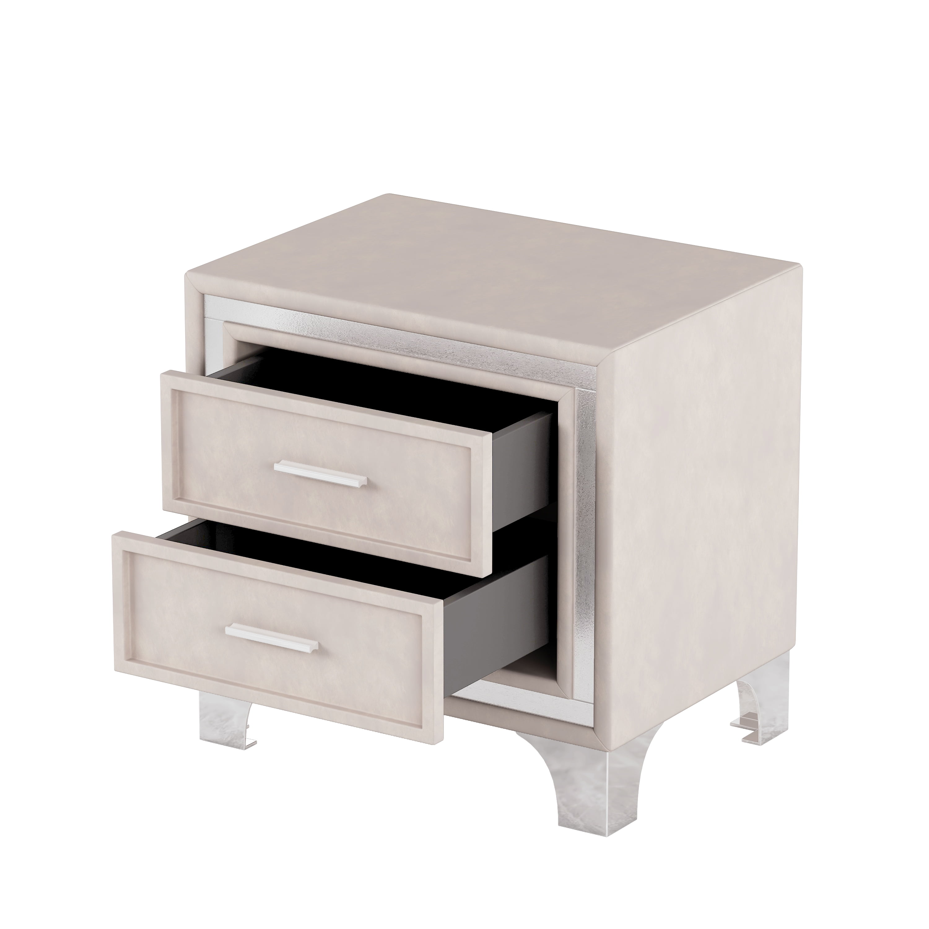 Aukfa 2-Drawer Nightstand, Modern Bedside Table for Bedroom/Living Room,Beige