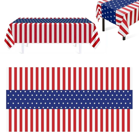 Goowood Patriotic Tablecloth 3 Pack 4th of July Independence Day Decorations Memorial Day Table Cloth for Picnic Camping Party 54 x 108 Inch