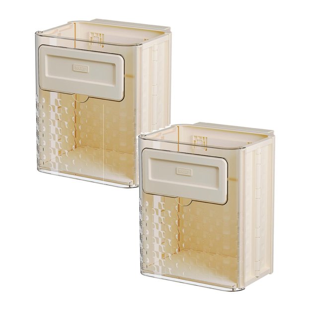 Oleegame 2PC Foldable Hanging Trash Can Foldable Hanging Kitchen Trash Can Wall Mounted Garbage Box Kitchen Food Waste Hanging Trash Can For Kitchen Cabinet Door Portable Trash Can Beige