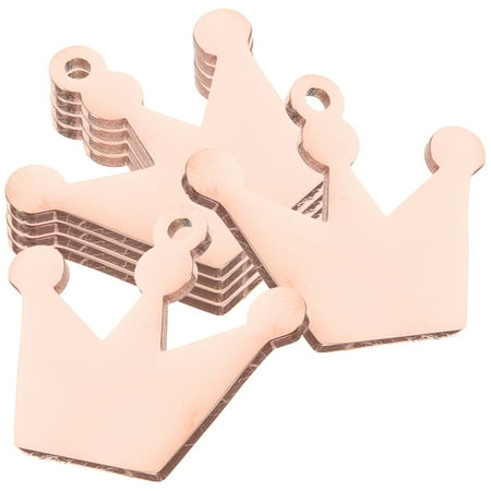 Chic Crown Shaped Blank Dog Tags 6 Pieces Metal ID Tag for Pet Collar Pendant Jewelry Rose Gold
