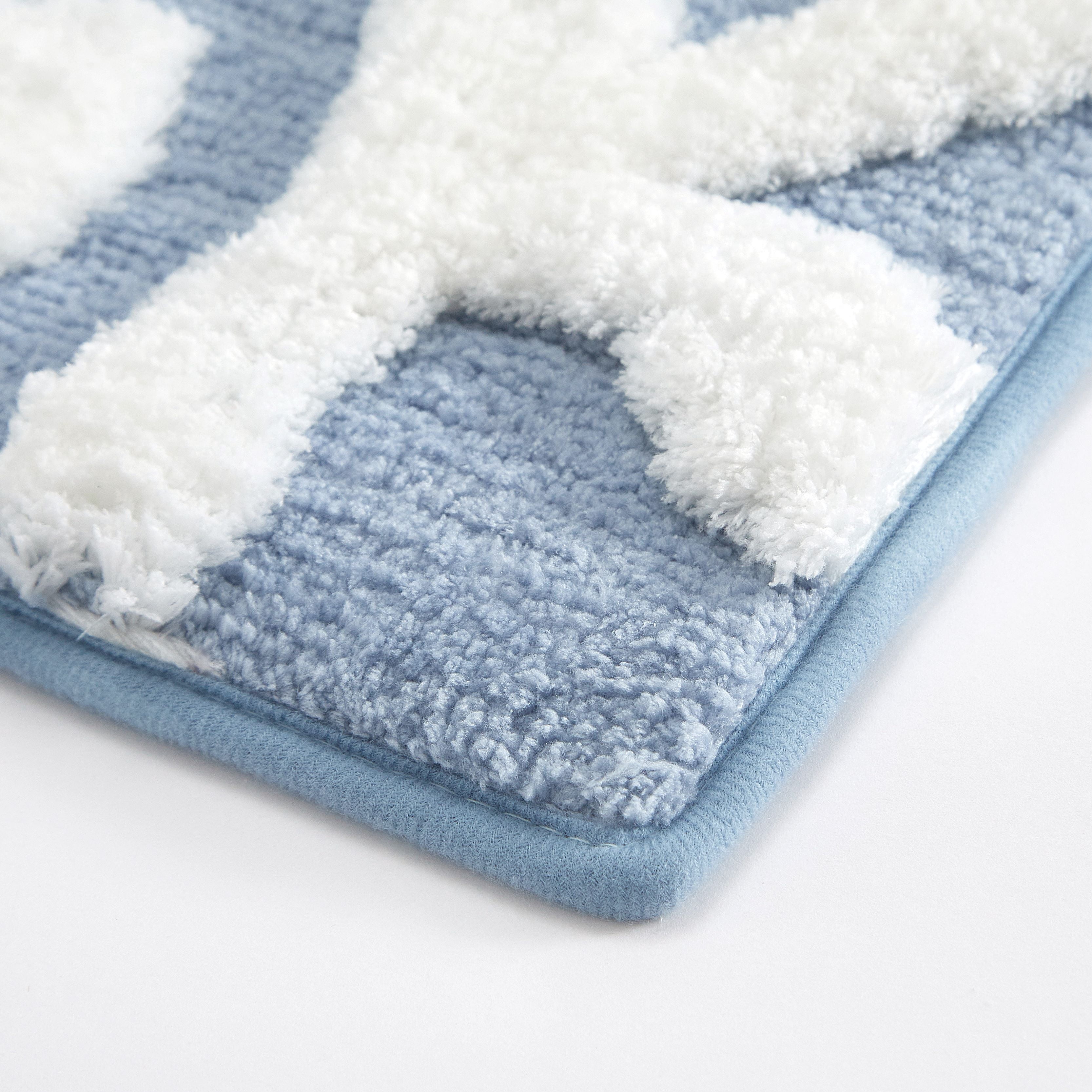 Mainstays 2-Piece Floral Bath Rug Set, Blue, 17 in x 24 in & 20 in x 30 in