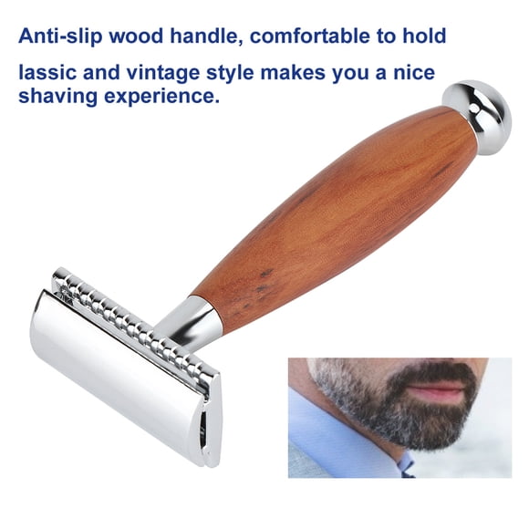 Maquinilla De Afeitar Con De Madera De Doble Hoja, Afeitadora Manual, Manual Desmontable Para Hombres