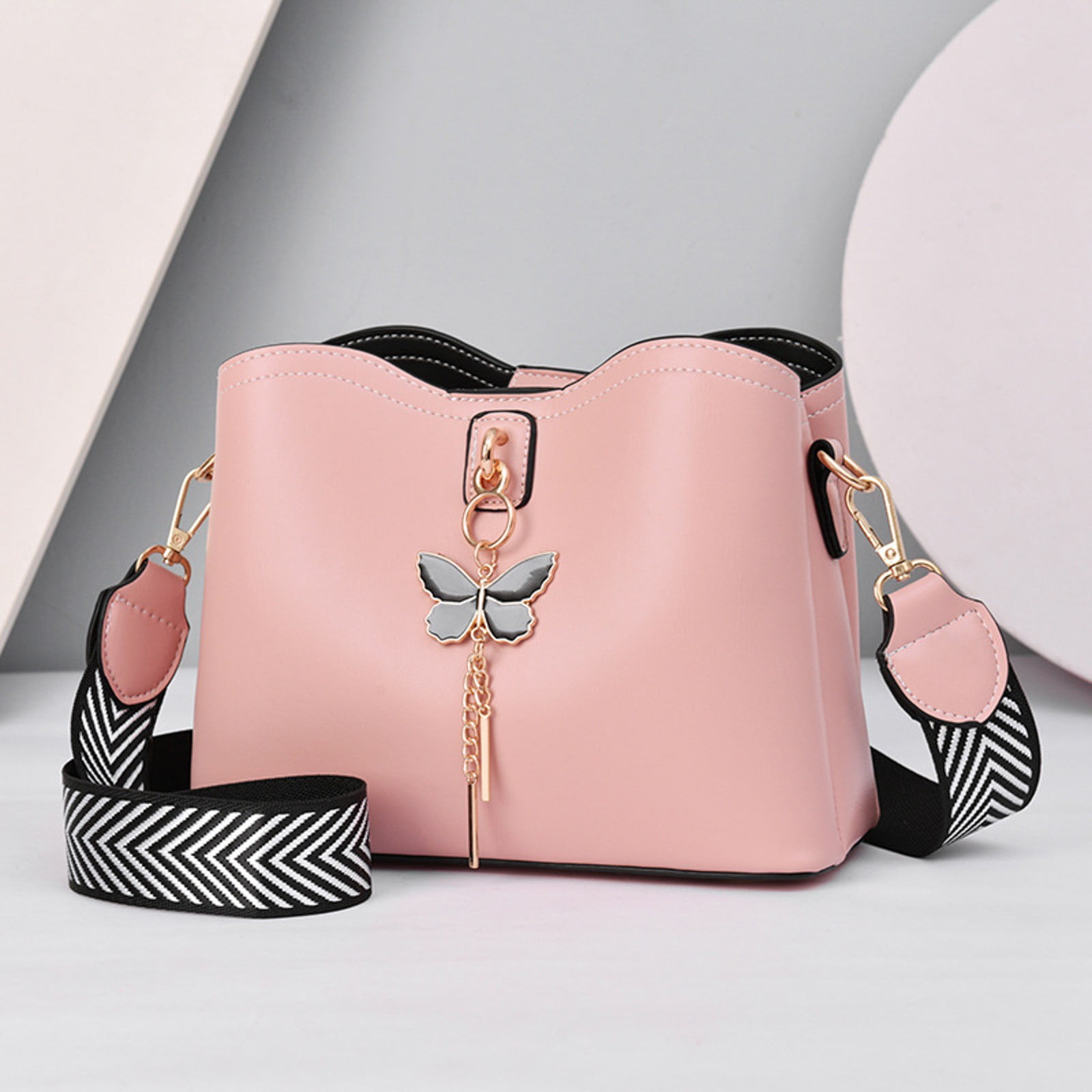 Faraee Crossbody Bags Purses for Women Trendy Leather Shoulder Handbag with Adjustable Strap Pink