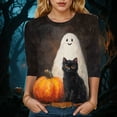 thumbnail image 2 of YDFCWXW Women's Halloween Print Shirt - 3/4 Sleeve Crew Neck Blouse, Casual Holiday Graphic Top Black, L, 2 of 4