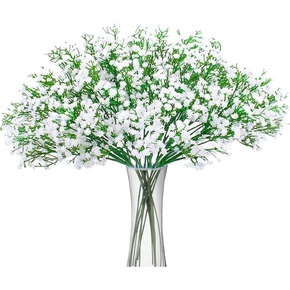 Artificial Baby Breath Flowers Fake Gypsophila Bouquets 12 Pcs Fake Real Touch Flowers for Wedding Decor DIY Home Party(White)