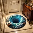 thumbnail image 3 of Iumwxz Crystal Velvet Round Rug 3D Visual Effect Floor Mat Boucle Cave Carpet Non-Skid Soft Decorative Bedroom Living Room Home Area Rug Blue, 3 of 8
