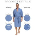 thumbnail image 5 of MAYFISH 100% Cotton Mens Lightweight Robe Summer Short Sleeve Bathrobe Soft Knee Length Robe with Pockets (Blue, M), 5 of 6