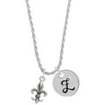 thumbnail image 1 of Delight Jewelry Medium Antiqued Fleur di Lis Silvertone Script Initial Disc - Z - Charm Necklace, 20"+3", 1 of 4