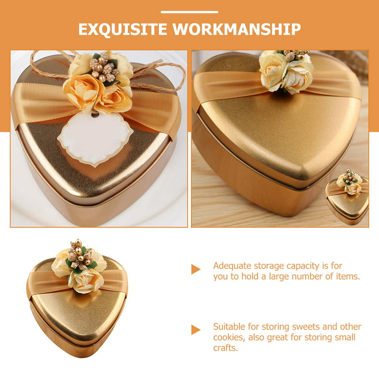 5pcs Wedding Tinplate Candy Box Heart Shaped Gift Boxes with Lid Empty Tin  Box Container 