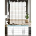 thumbnail image 6 of No Hook Cloth Fabric Shower Curtain with Snap in Liner, Brown Stripe Waterproof Shower Curtains Set with See Through Top Window, Modern Rustic Horizontal Brown Striped Bath Curtains Shower 36"x72", 6 of 6