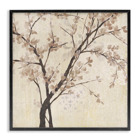 Stupell Industries Transitional Branches And Leaves Sepia Black Framed Giclee Art, 12 x 12, by Jennifer Goldberger