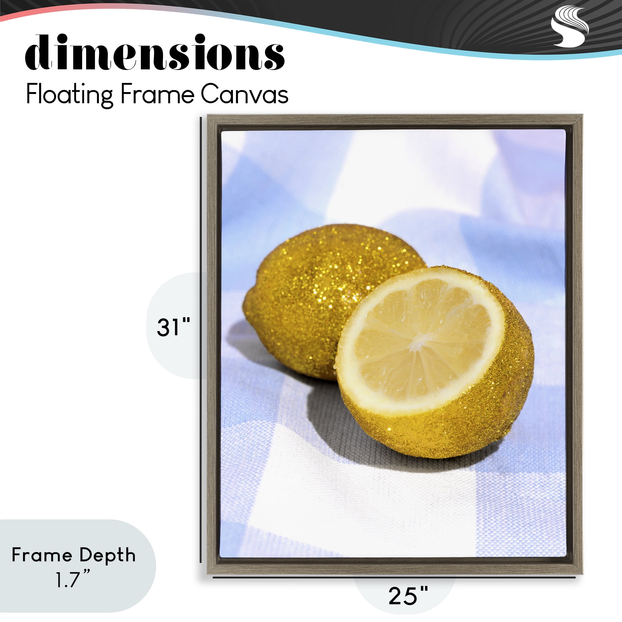 Stupell Industries Glimmer Lemon on Blue Brown Framed Floater Canvas Wall Art, design by LISH Creative