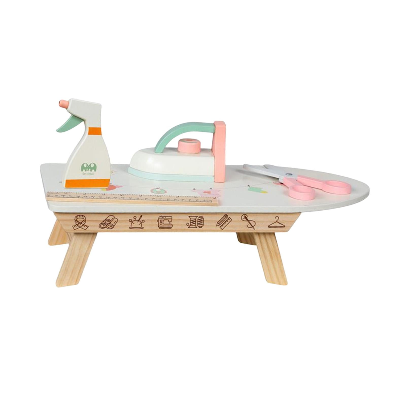 Pretend Iron Development Sensory Toy Wood Toy with Wooden Iron, Ironing Board, and Accessories