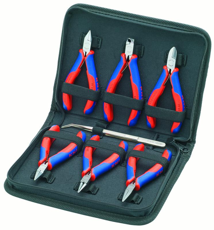 KNIPEX Tools 00 20 16, 7-Piece Electronic Pliers Set with Case, Comfort  Grip Handles