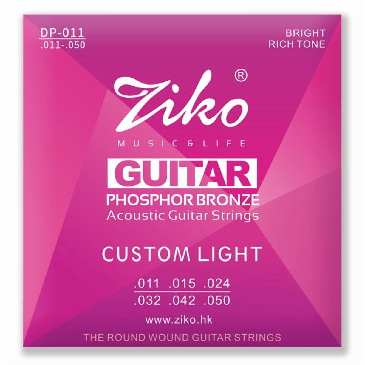 Ziko Acoustic Guitar Strings 11-50 Hex High-Carbon Steel and Brass 9 Pack Set