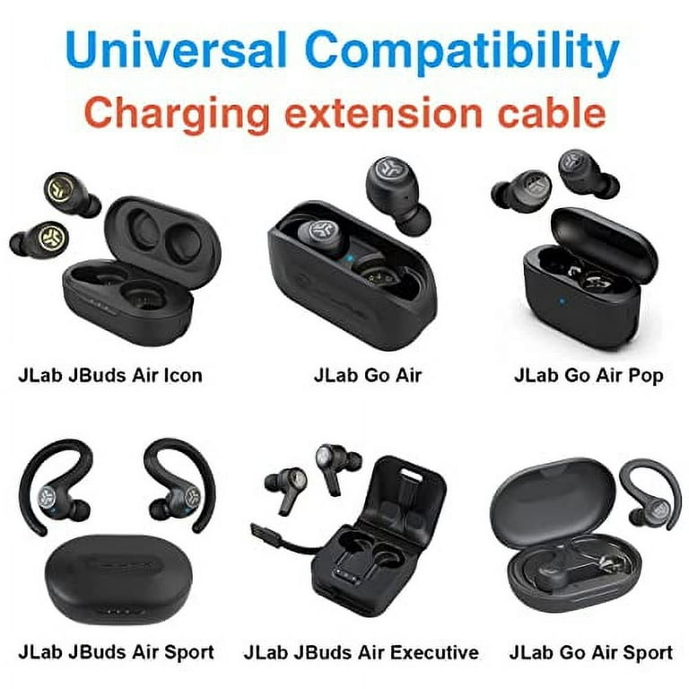 USB Charger for JLab Go Ai/Pop/Sport, JLab Epic Air ANC/Sport ANC, JLab  JBuds Air/Sport/Executive/Pro/Play Gaming/ANC USB A Male to Female  Extension Cable Cord 