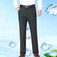 thumbnail image 4 of Rexolia Mens Classic Fit Dress Pants Vintage Straight Leg Side Pockets Business Casual Trousers Dark Gray 40, 4 of 5