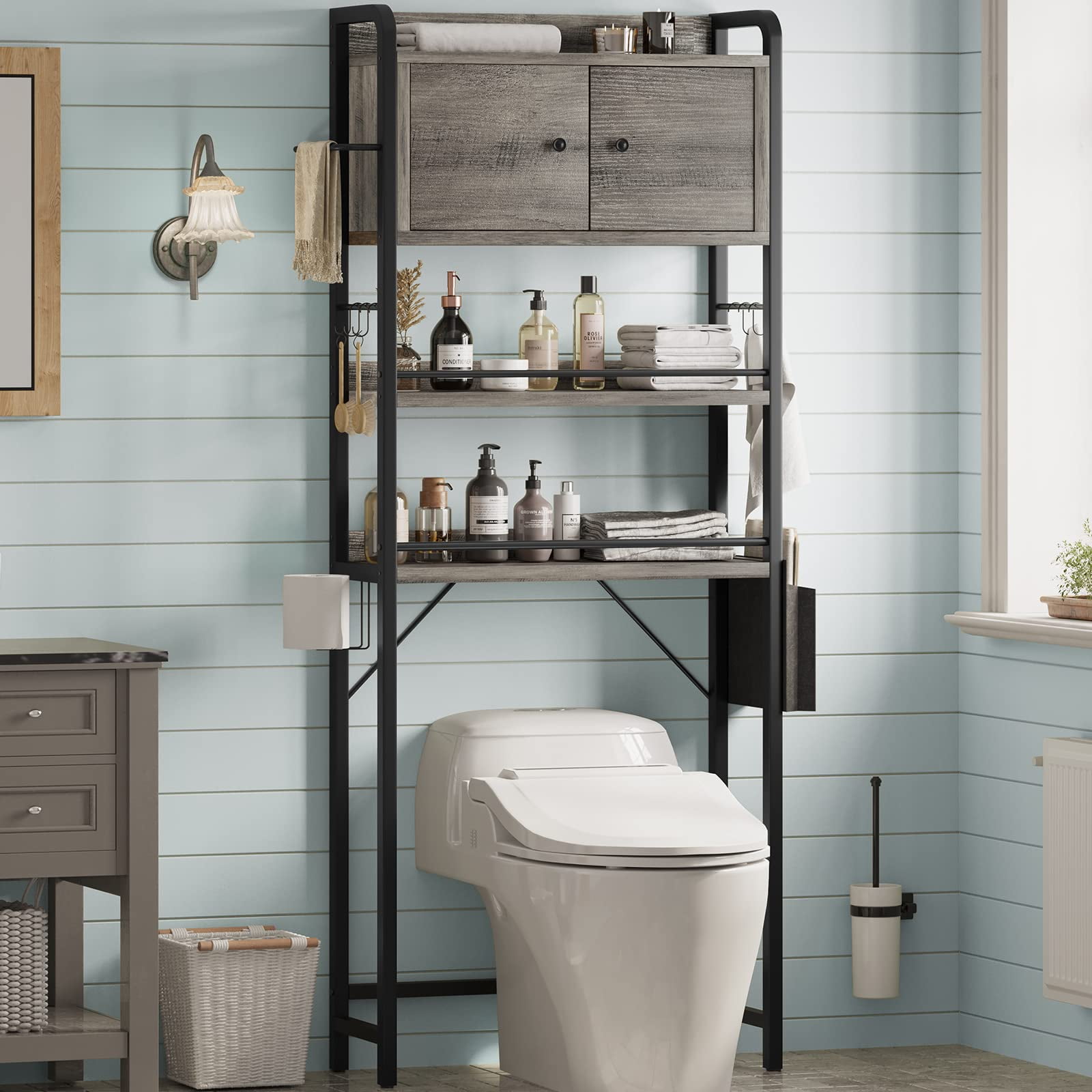 Over The Toilet Storage Bathroom Organizer, Grey Finish