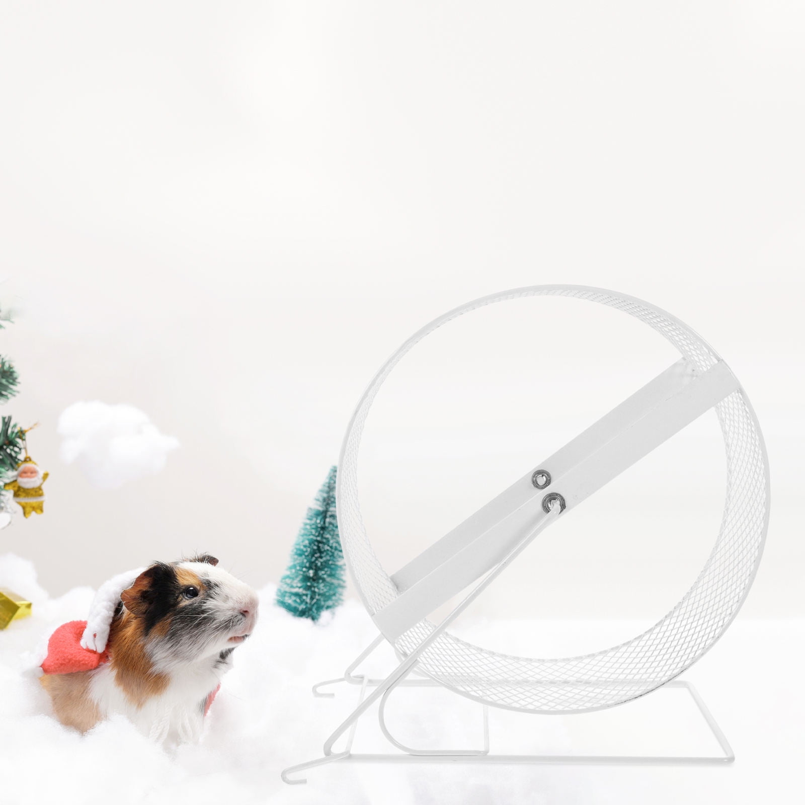 TABLZONE Quiet White Iron Hamster Running Wheel for Small Pets, and Comfortable Exercise Accessory