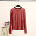 thumbnail image 1 of LNGOOR Modal T-Shirt Basique Uni Col Rond Manches Longues Femmes Automne Tee-Shirt de Base T-Shirt Assorti Grande Taille, 1 of 7