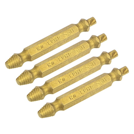 

Uxcell 3# Titanium Coated High Speed Steel 4341 Stripped Damaged Screw Extractor 4 Pack